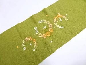リサイクル　和装小物　半衿　刺繍　金糸　ちりめん交織　菊と桜模様
